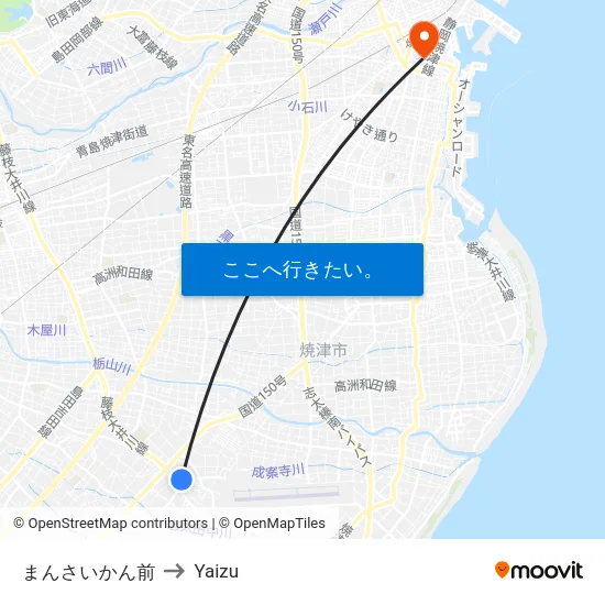 まんさいかん前 to Yaizu map