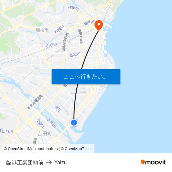 臨港工業団地前 to Yaizu map
