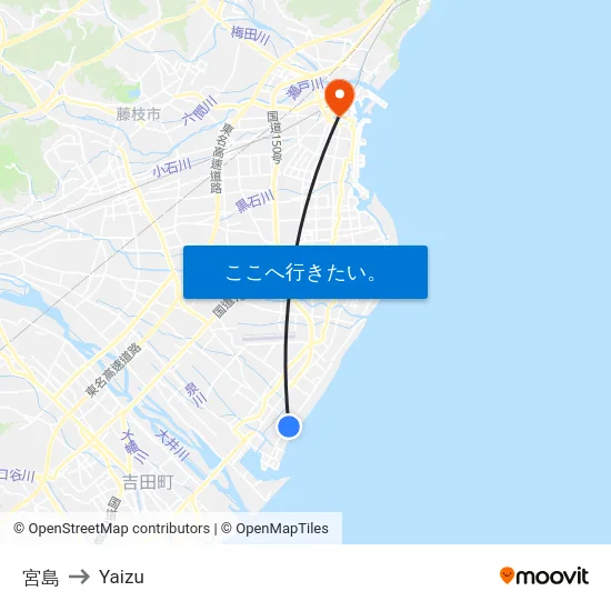 宮島 to Yaizu map