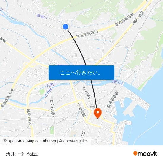 坂本 to Yaizu map
