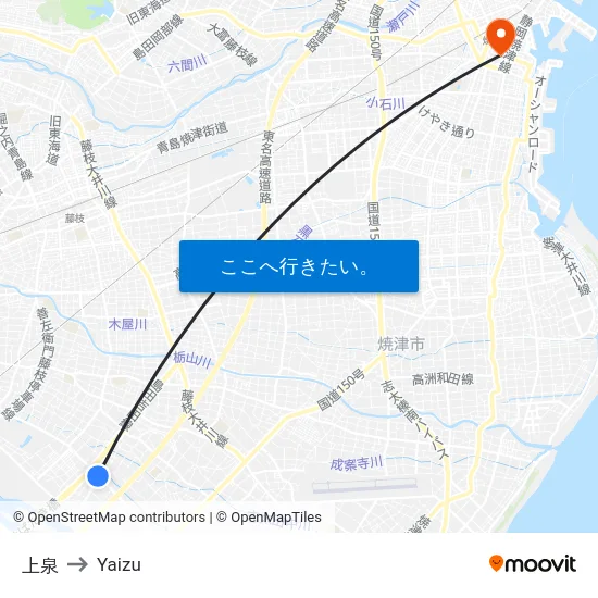 上泉 to Yaizu map