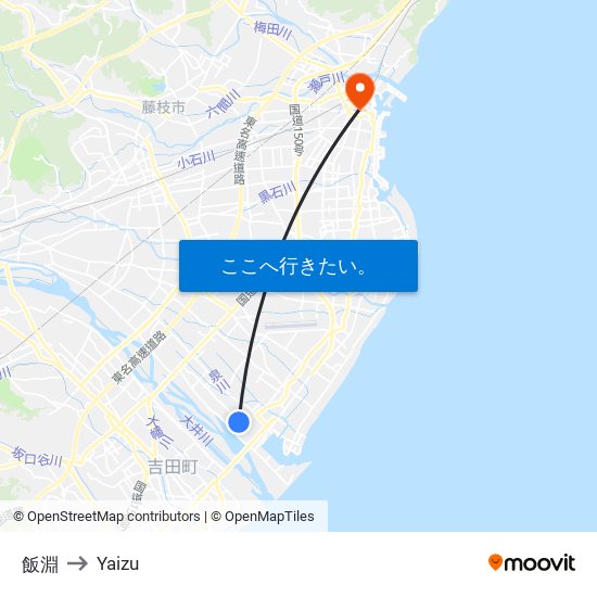 飯淵 to Yaizu map