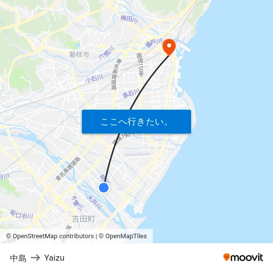 中島 to Yaizu map