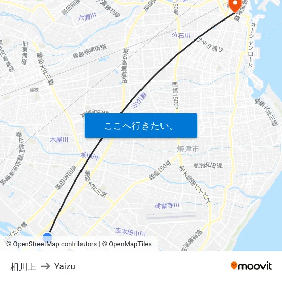相川上 to Yaizu map