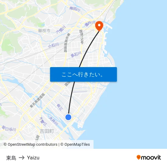 東島 to Yaizu map