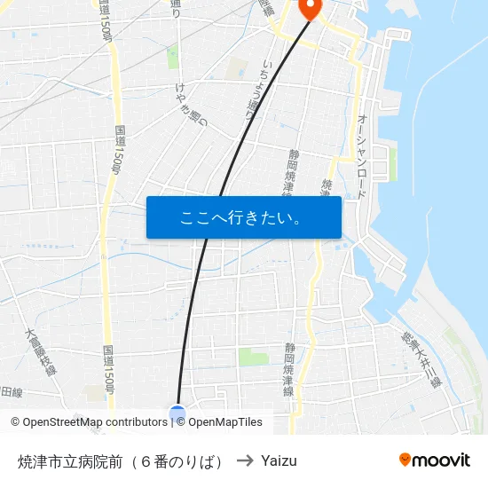 焼津市立病院前（６番のりば） to Yaizu map