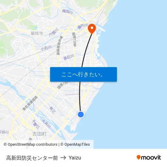 高新田防災センター前 to Yaizu map