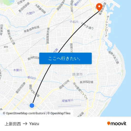 上新田西 to Yaizu map