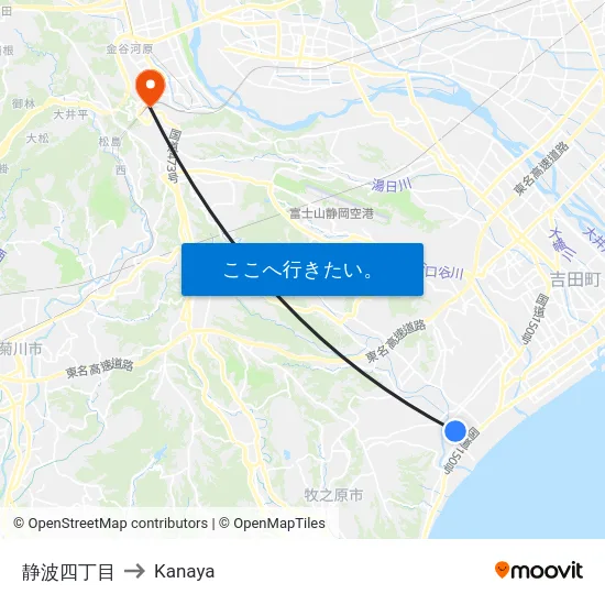 静波四丁目 to Kanaya map