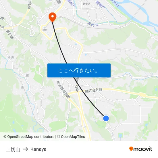 上切山 to Kanaya map