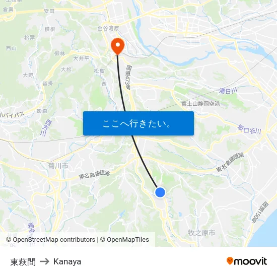 東萩間 to Kanaya map