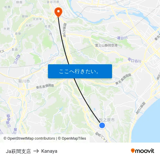 Ja萩間支店 to Kanaya map