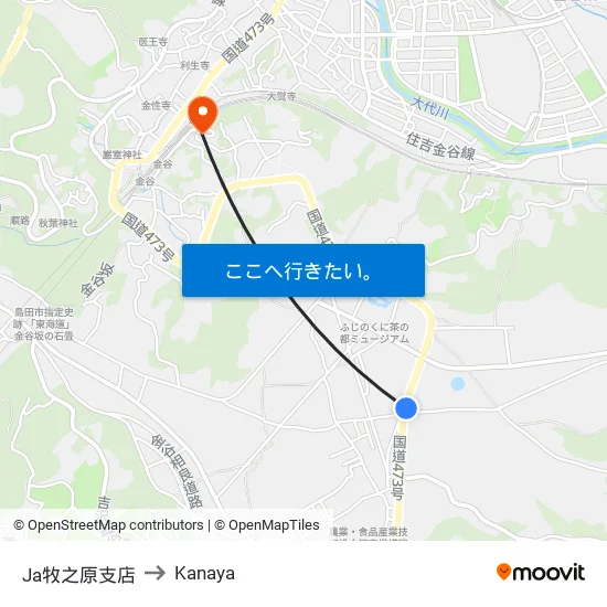 Ja牧之原支店 to Kanaya map