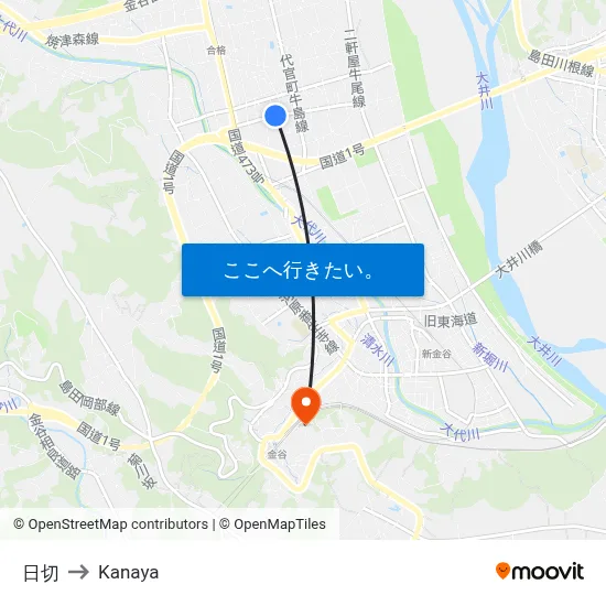 日切 to Kanaya map