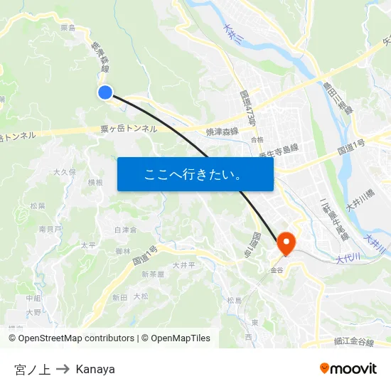 宮ノ上 to Kanaya map