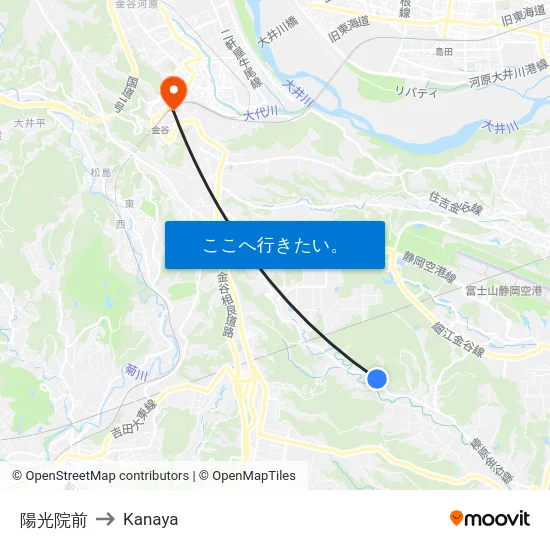 陽光院前 to Kanaya map