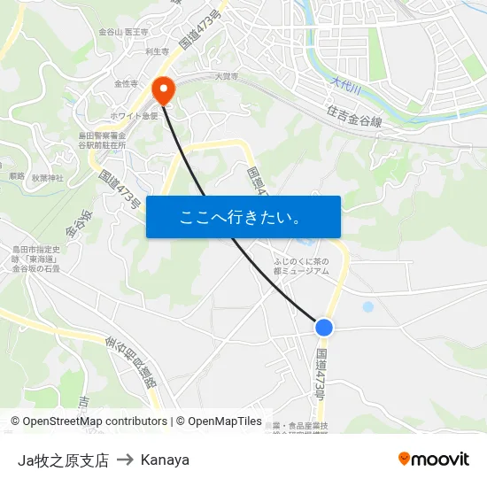 Ja牧之原支店 to Kanaya map