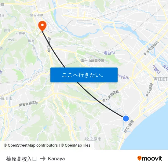榛原高校入口 to Kanaya map