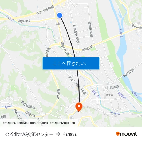 金谷北地域交流センター to Kanaya map