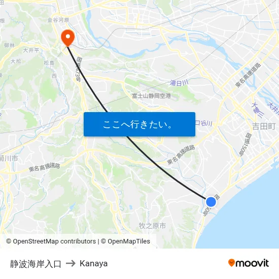 静波海岸入口 to Kanaya map