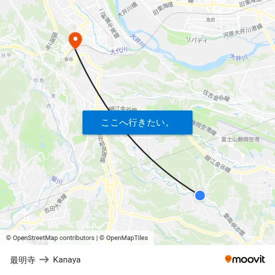 最明寺 to Kanaya map