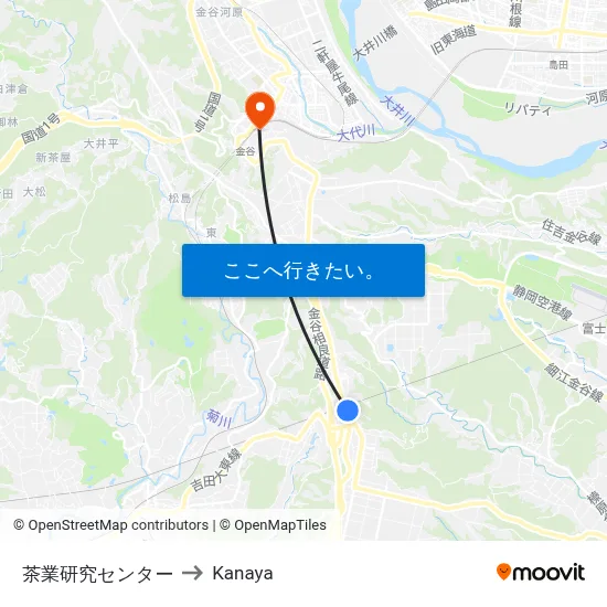 茶業研究センター to Kanaya map