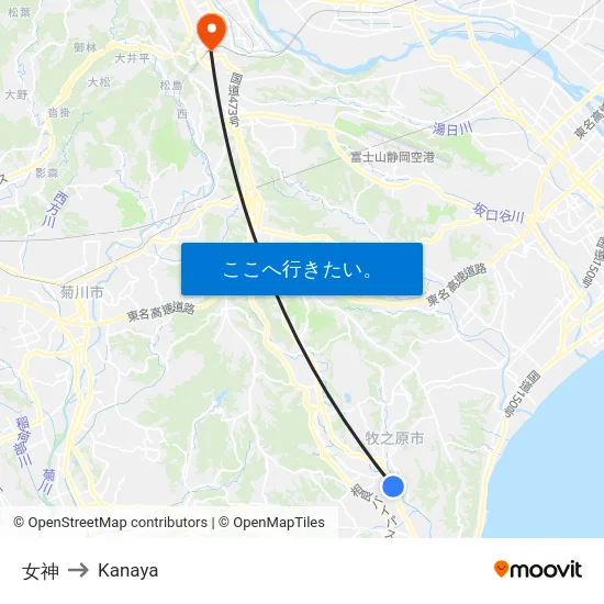 女神 to Kanaya map