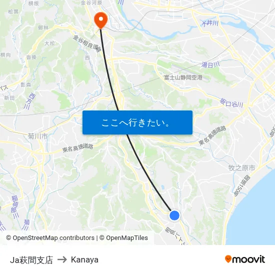 Ja萩間支店 to Kanaya map