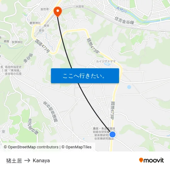 猪土居 to Kanaya map