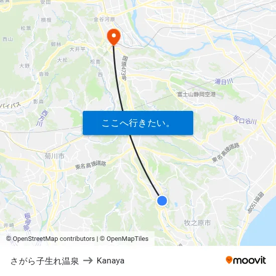 さがら子生れ温泉 to Kanaya map