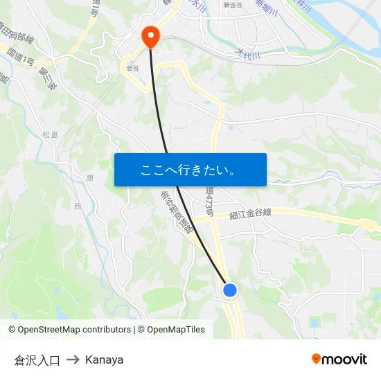 倉沢入口 to Kanaya map