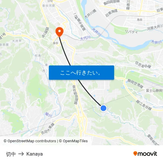 切中 to Kanaya map