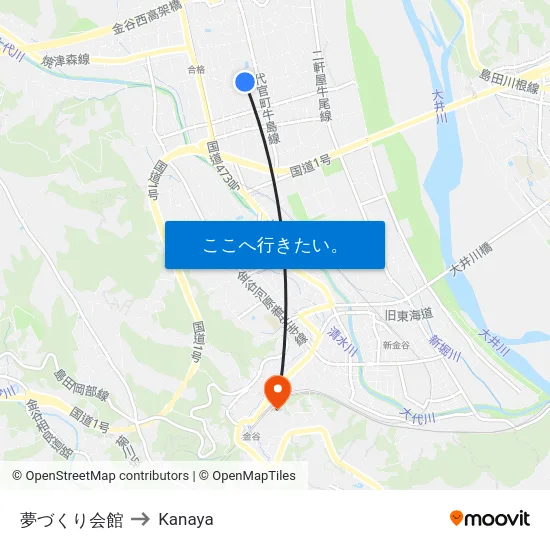 夢づくり会館 to Kanaya map