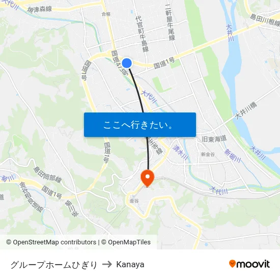 グループホームひぎり to Kanaya map