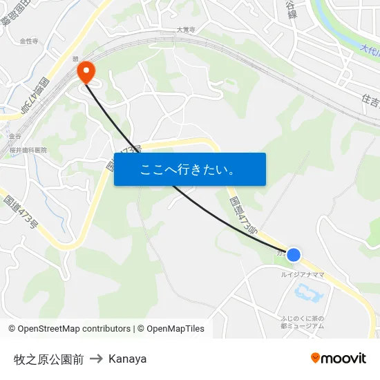 牧之原公園前 to Kanaya map