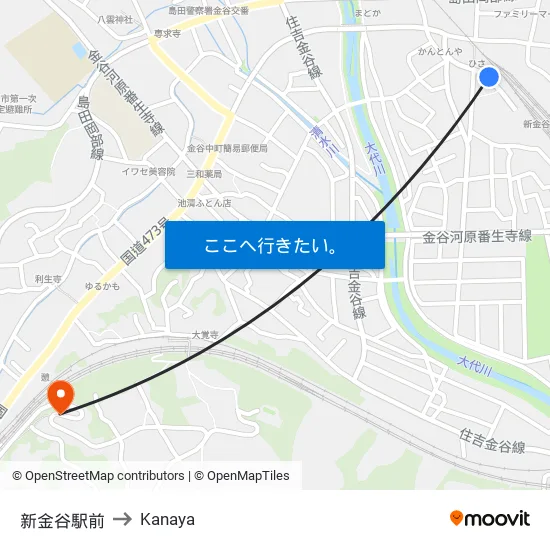 新金谷駅前 to Kanaya map