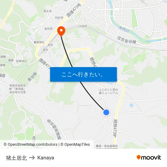 猪土居北 to Kanaya map