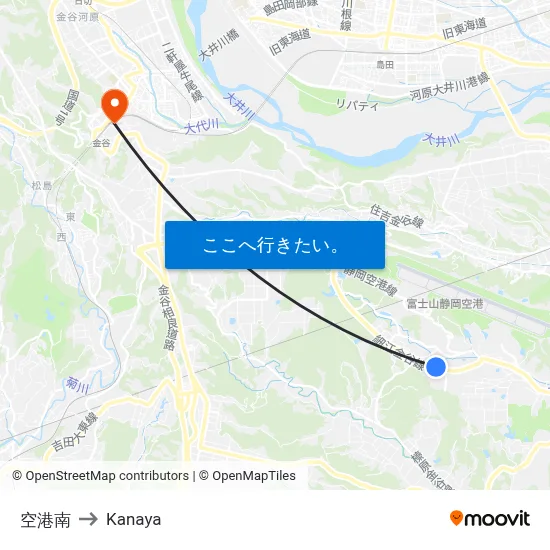 空港南 to Kanaya map