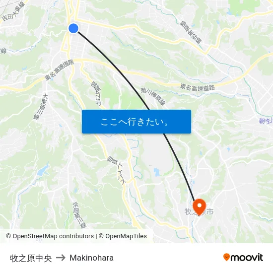 牧之原中央 to Makinohara map