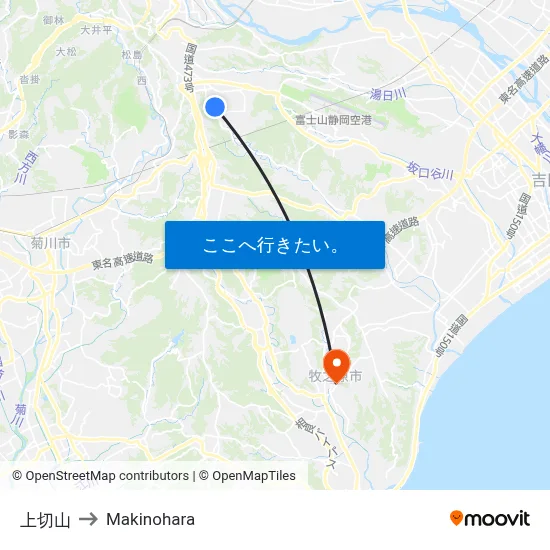 上切山 to Makinohara map