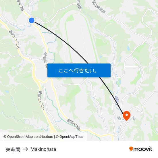 東萩間 to Makinohara map