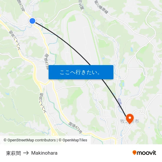 東萩間 to Makinohara map
