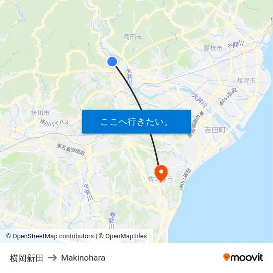 横岡新田 to Makinohara map