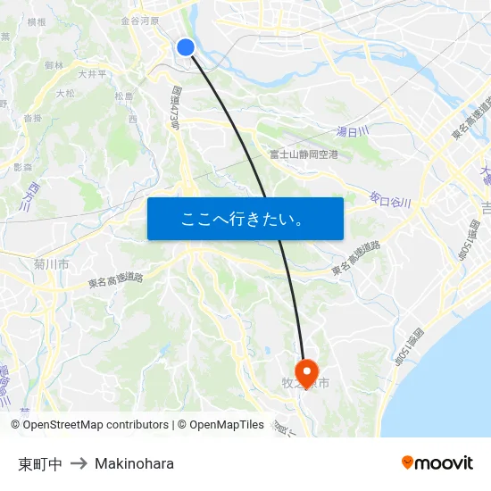 東町中 to Makinohara map