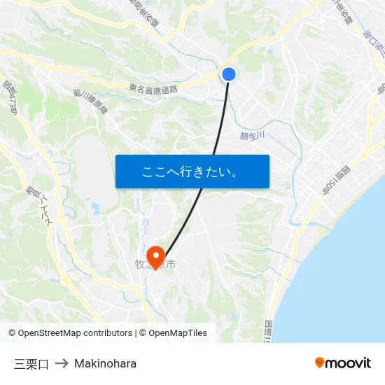 三栗口 to Makinohara map