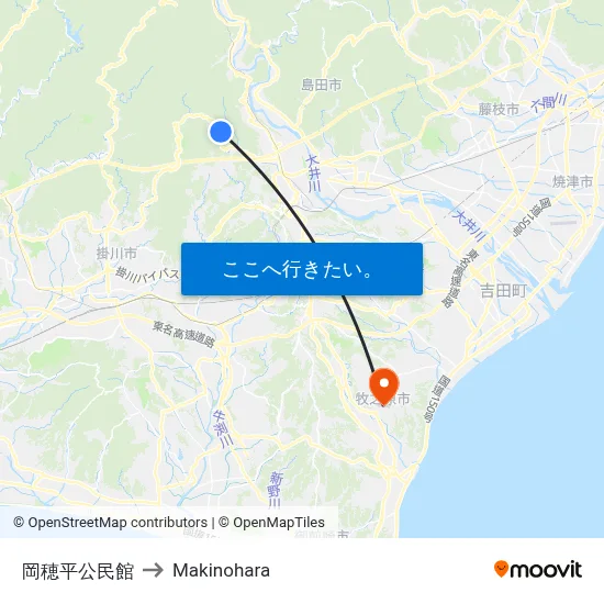 岡穂平公民館 to Makinohara map