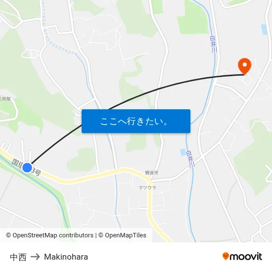 中西 to Makinohara map