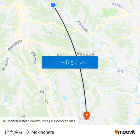 陽光院前 to Makinohara map