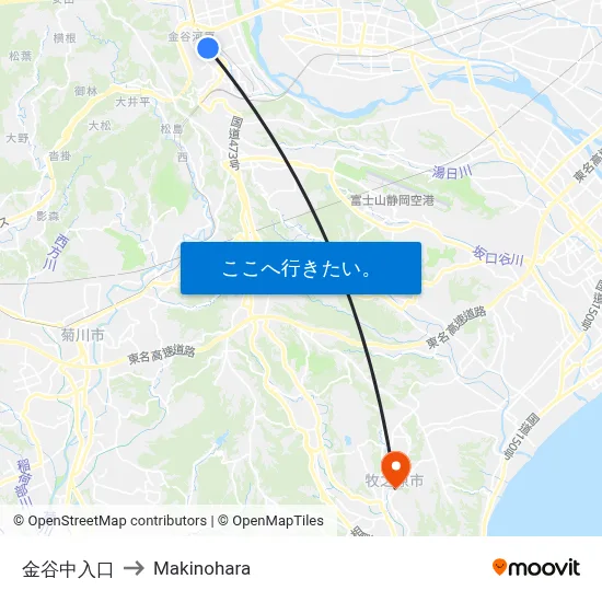 金谷中入口 to Makinohara map