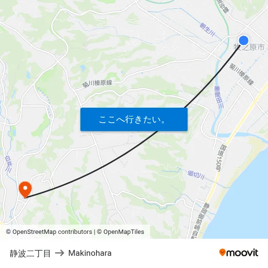 静波二丁目 to Makinohara map